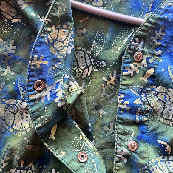 Smart Scrubs short sleeved blue/green snap jacket 3 pocketinstrument/pen tab M - Picture 4 of 8